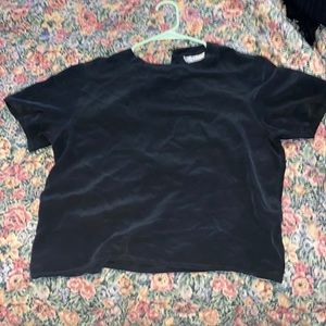 Silk Land plain black short sleeve shirt